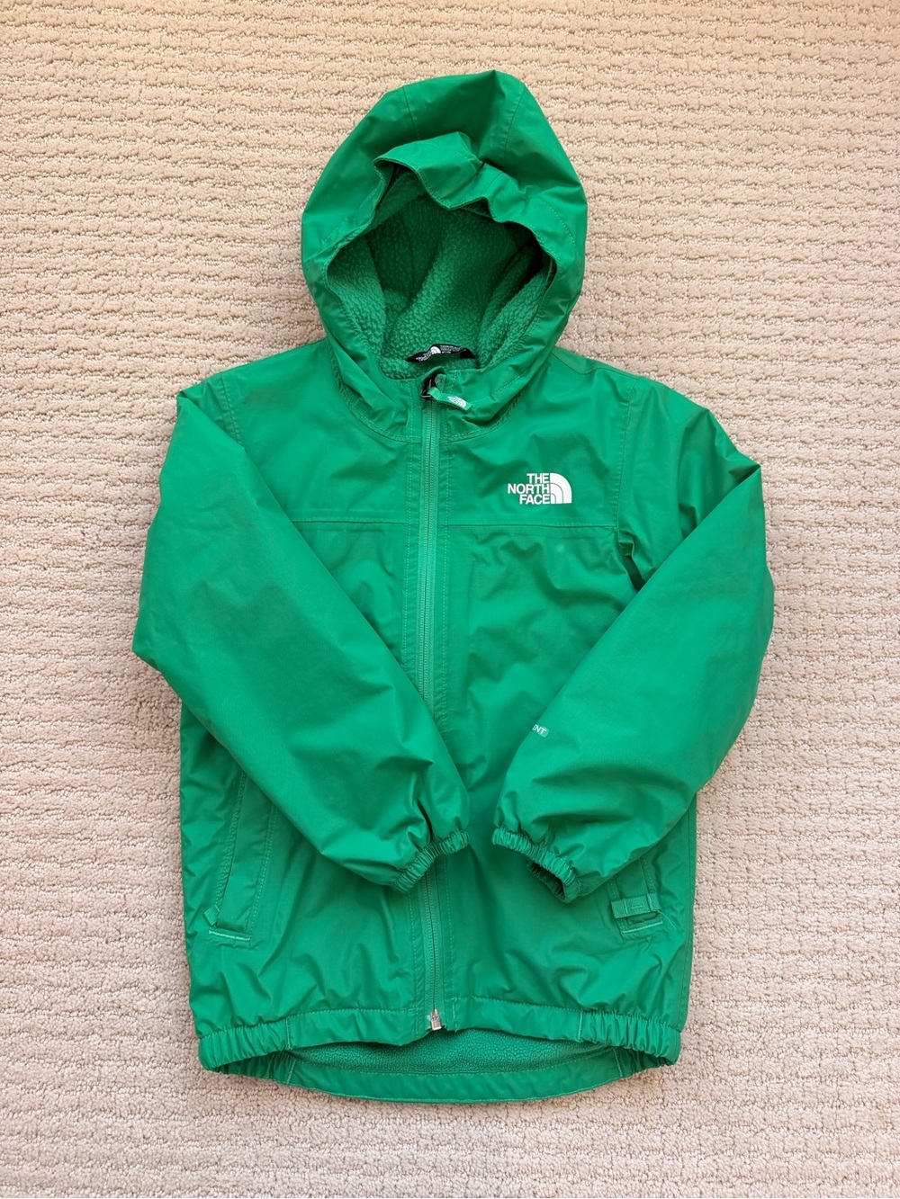 North Face Kids Green Hooded Lined Rain Jacket - Perfect for Fall - Size 5T